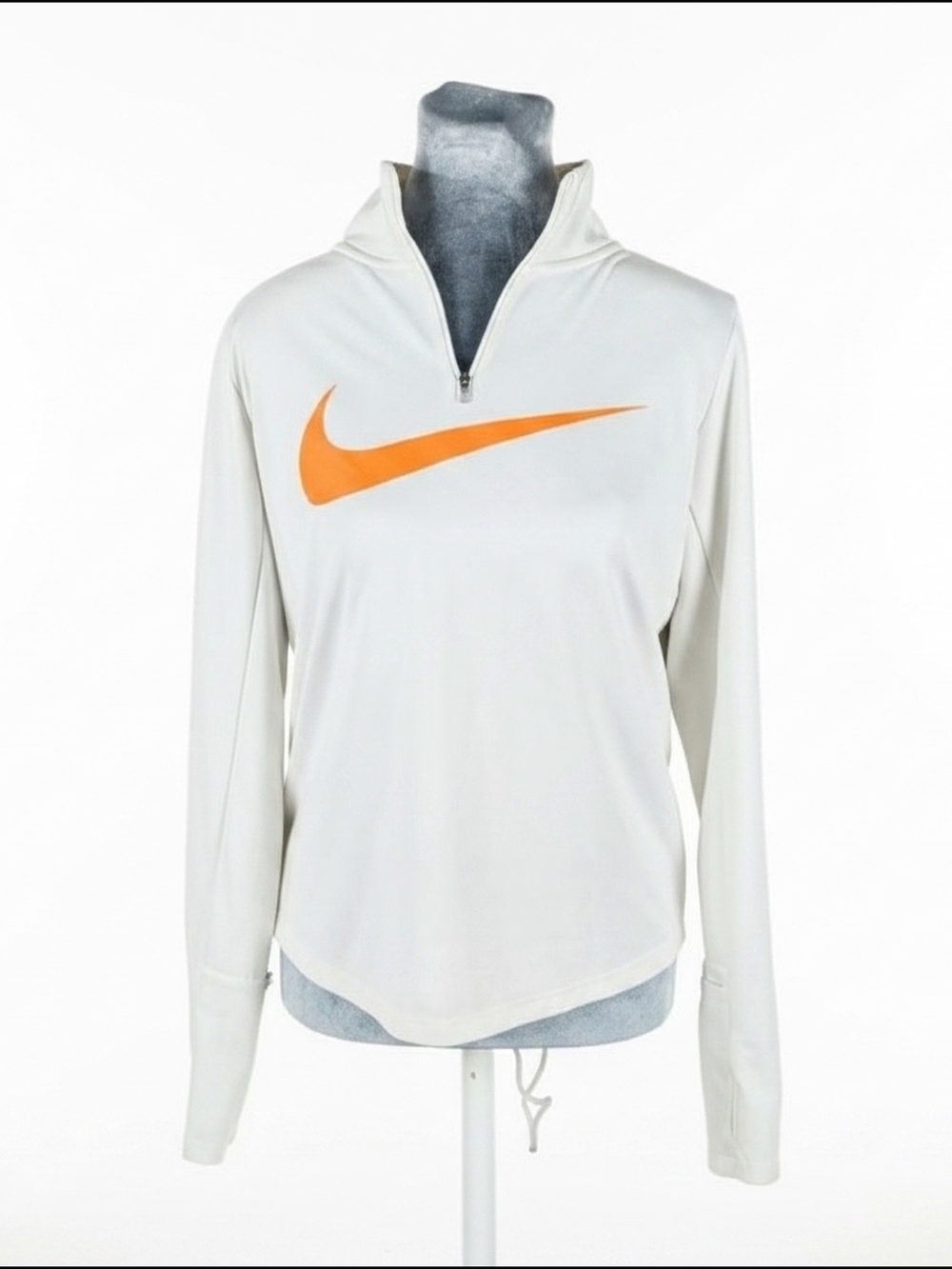 Nike Dri-FIT 1/4 Zip Pullover Women's Size S White Orange logo Just Do It